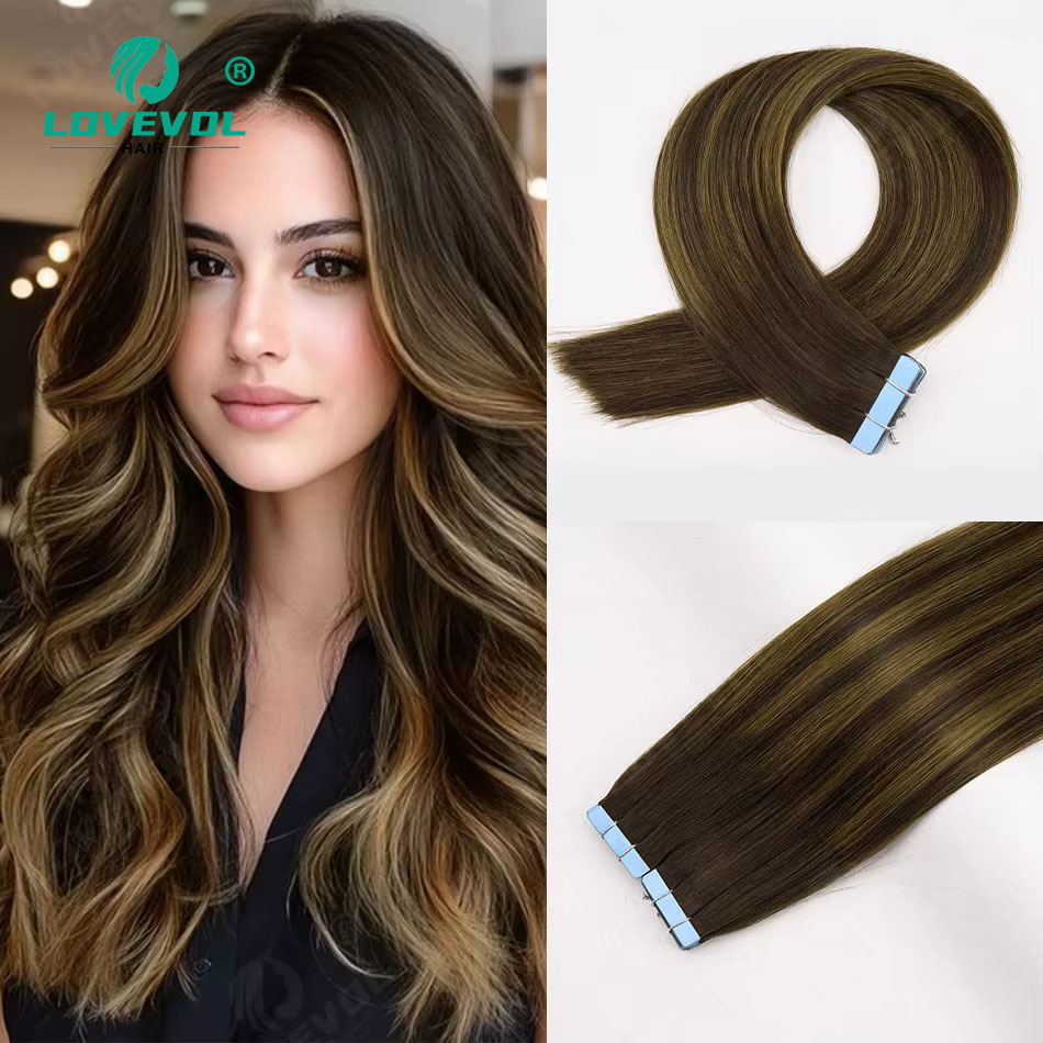 Invisible Tape In Extensions Real Hair - وصلات شعر أنيقة بتقنية الشريط اللاصق،