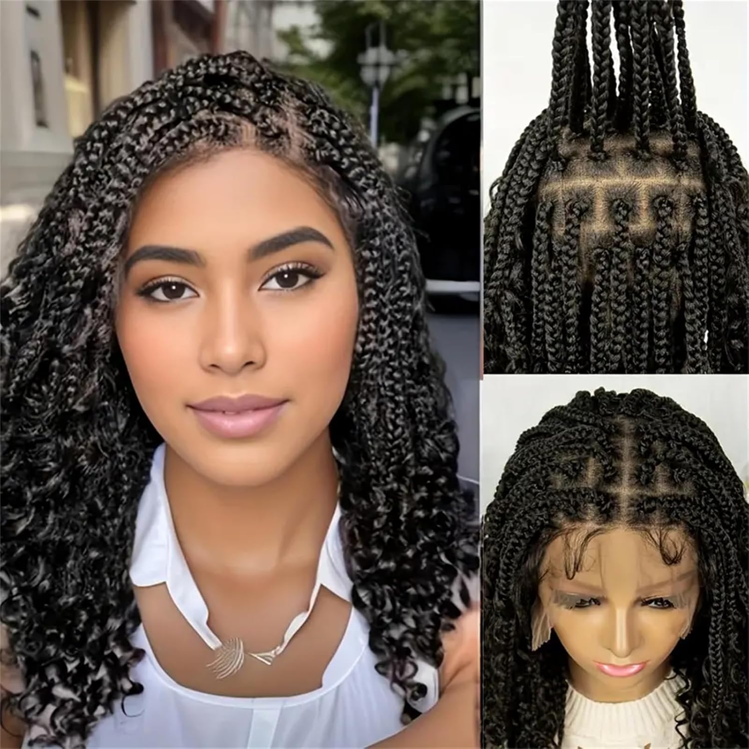 Synthetic Braided Wigs For Black Women - باروكة شعر صناعية مجدولة بدون عقد