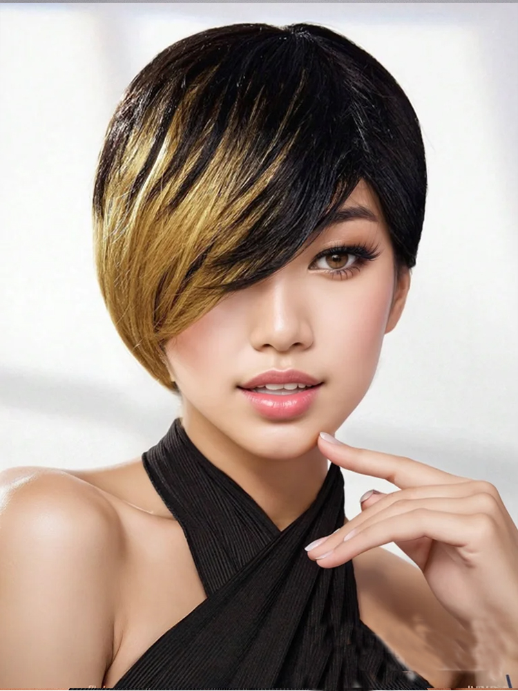 شعر مستعار قصير مستقيم بقصة بي - مراجعة Short Pixie Cut Wig Human Hair Cheap وسعره