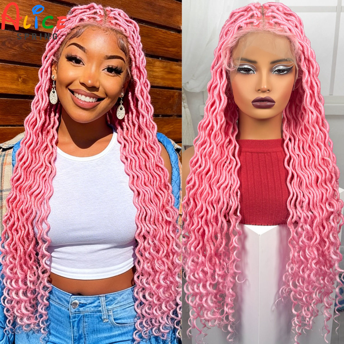شعر مستعار صناعي مجدول بالكامل - مراجعة Synthetic Braided Wigs For Black Women وسعره