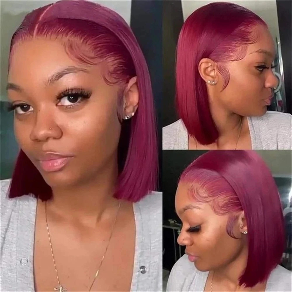 شعر مستعار قصير بوب بلون 99J ب - مراجعة Pre Parted 13X4 Lace Front Bob Wig وسعره