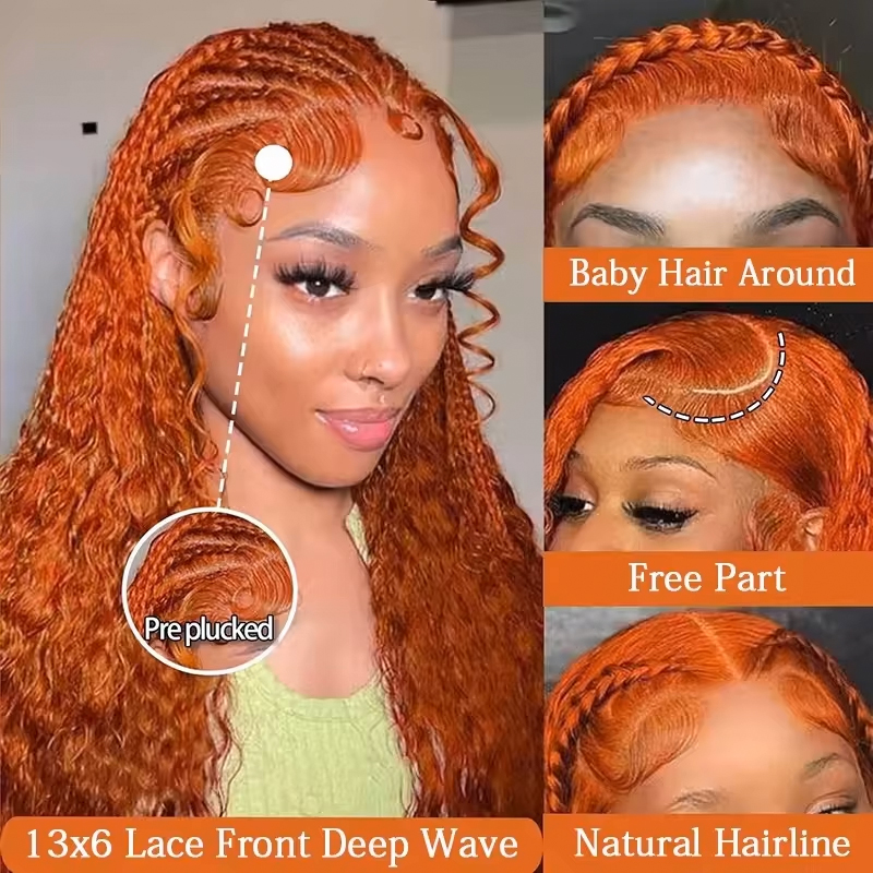 شعر مستعار بني برتقالي مموج بك - مراجعة Lace Front Wigs وسعره